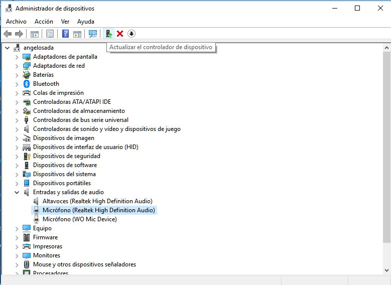 actualizar driver microfono discord
