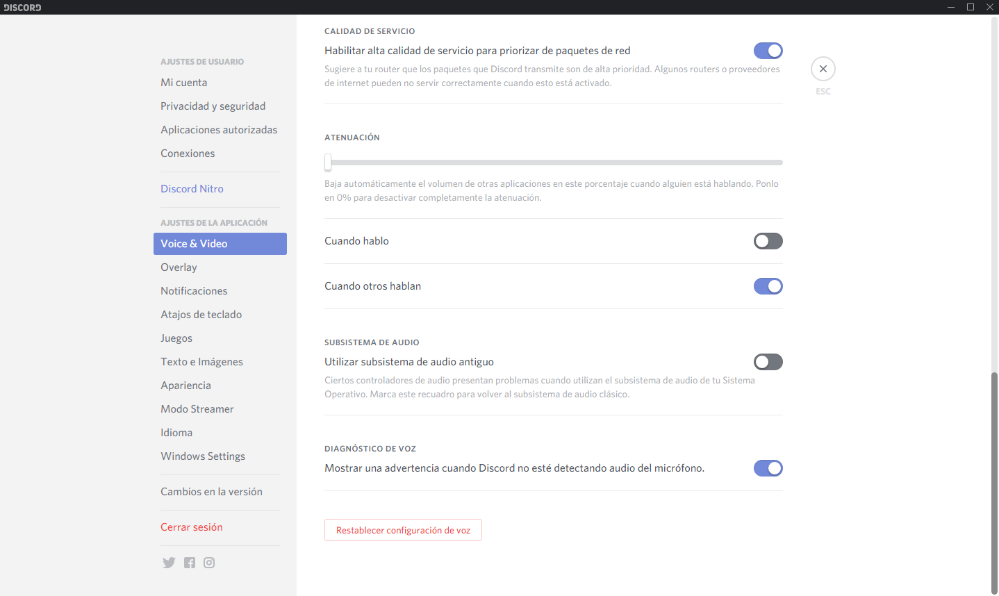 solucionar problema con audio en discord