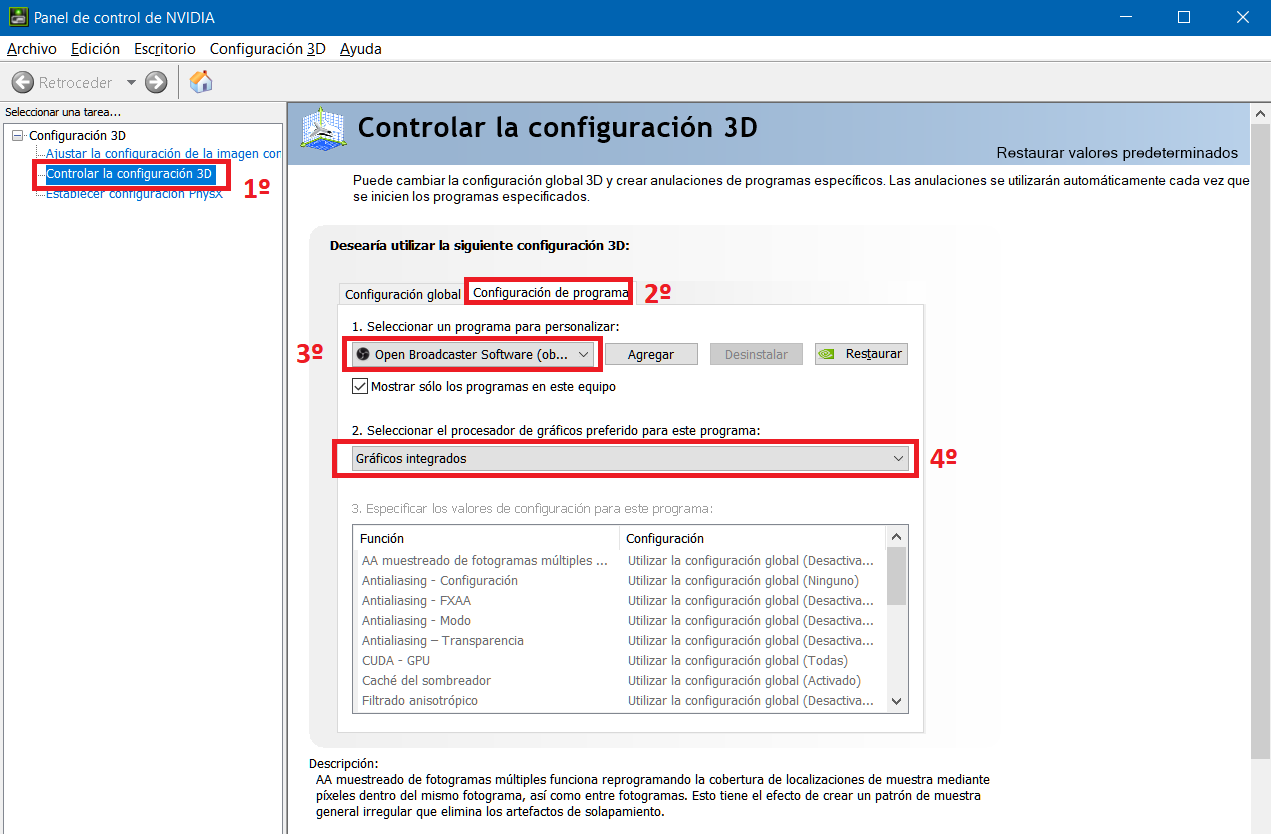 solución fondo negro obs windows 10