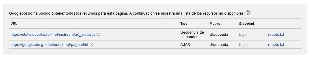 solucionar error Googlebot no ha podido obtener todos los recursos para esta página 2018 2019 2020