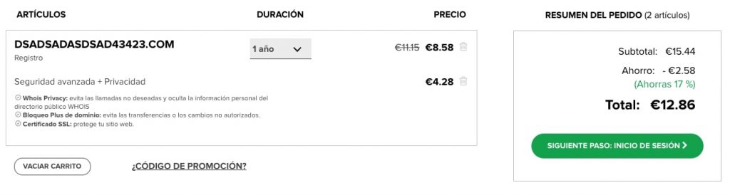 precio dominio experimento seo