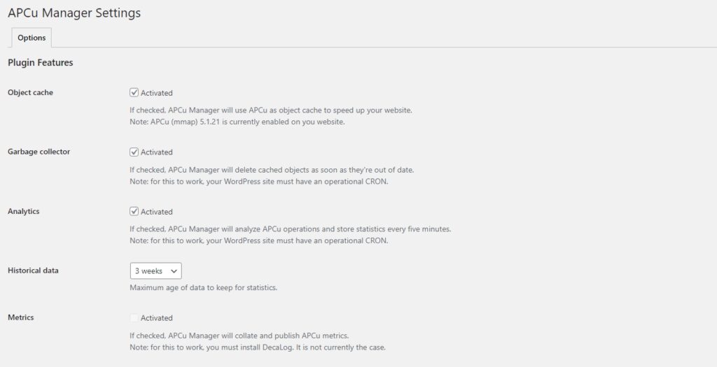 mejor configuracion para apcu manager